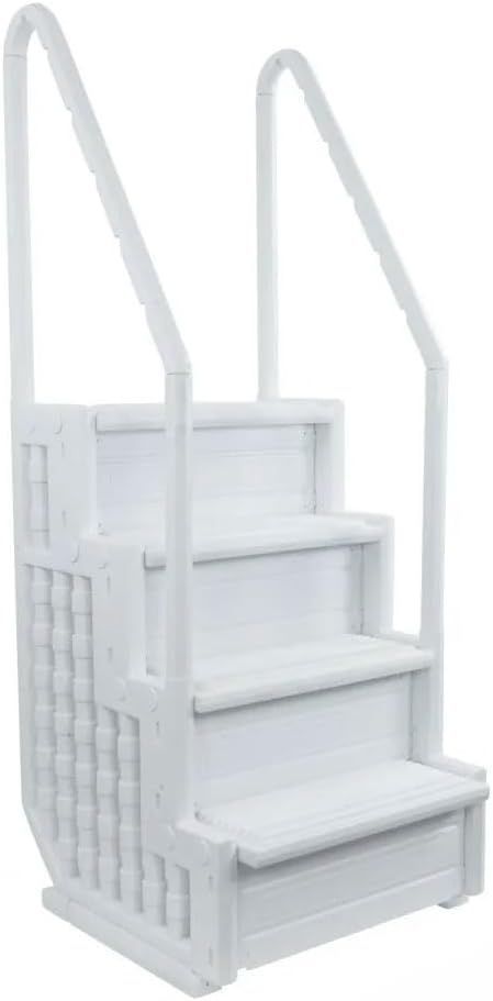 SWIMLINE HYDROTOOLS 5-Step A-Frame Pool Ladder, White & Blue - Fits Above Ground Pools with 48" to 52" Side Walls, With Handrails & Inside Barrier, 275 lb Weight Capacity