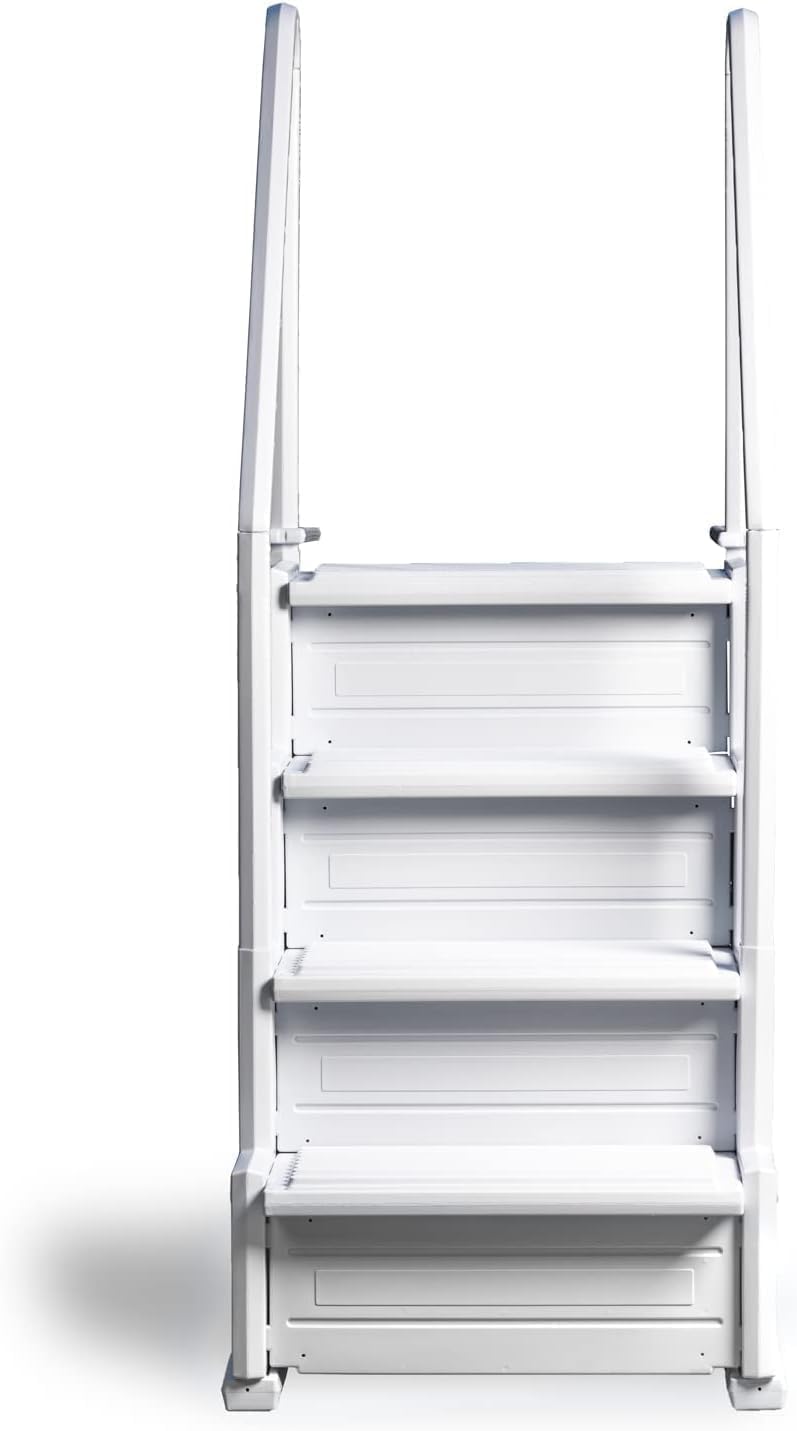 Poolzilla Premium Pool Step Ladder for Above Ground Pools - Deck Mounted Ladder w/Double Handrails - for 48’’ to 54’’ in. Above Ground Pools