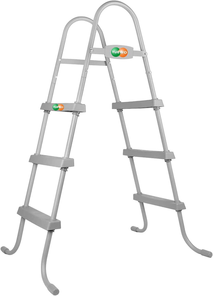 YUEWO 36" 2-Step Steel Frame Above Ground Swimming Pool Ladder with Non-Slip Plastic Steps for Entry and Exit System Swim Pools
