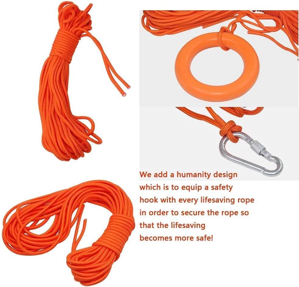 20 Inch / 50cm Pool Safety Life Preserver Throw Ring Buoy- Swim Foam Rings for Swimming Pool Wall Decoration with 98.4FT Water Floating Lifesaving Rope