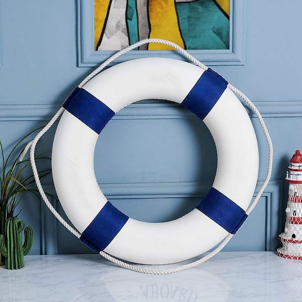 20 Inch / 50cm Pool Safety Life Preserver Throw Ring Buoy- Swim Foam Rings for Swimming Pool Wall Decoration with 98.4FT Water Floating Lifesaving Rope