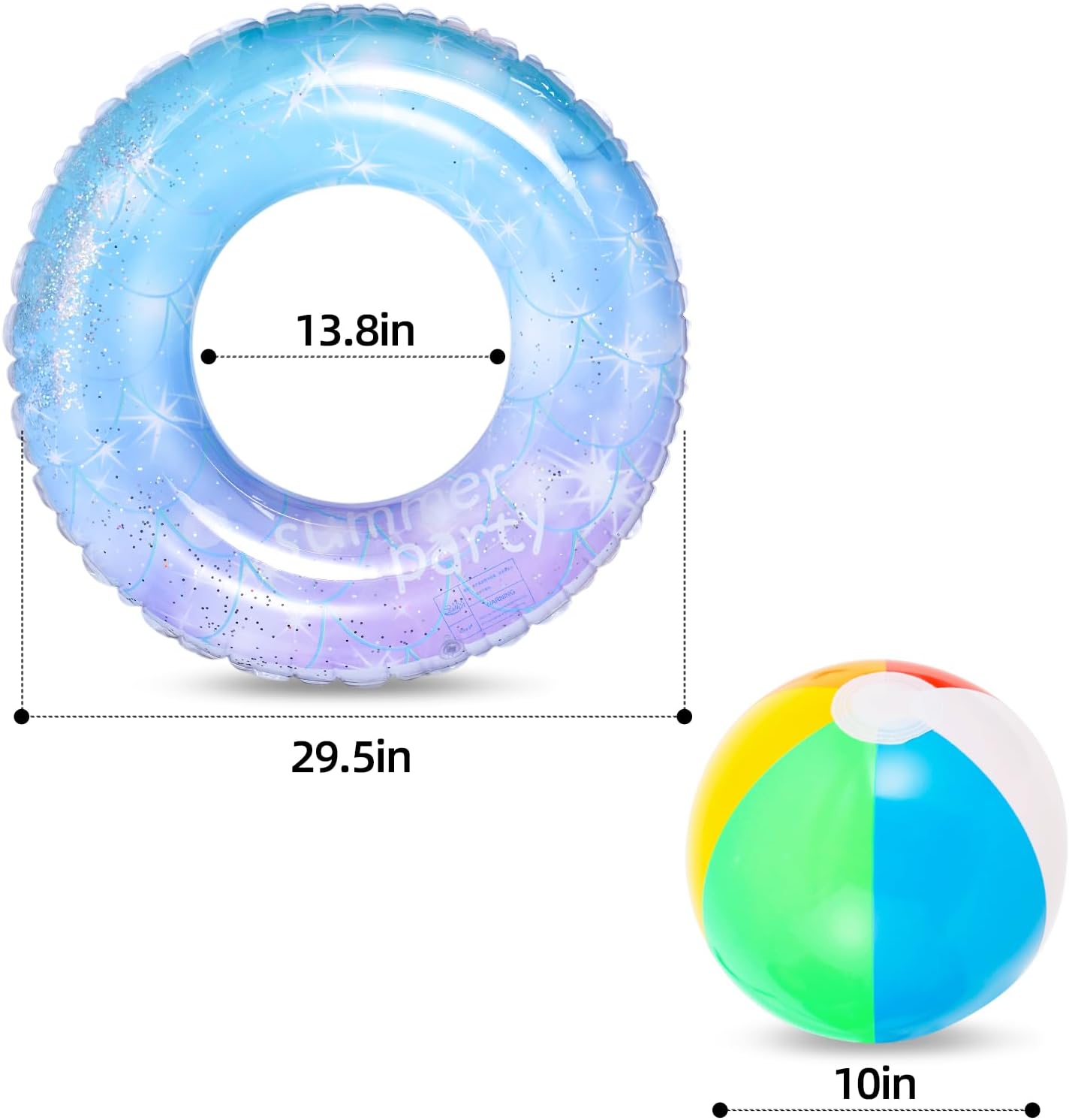 Bennol 4 PCS Swimming Rings with 1 Beach Ball Inflatable Pool Floats for Kids Adults 32.5'' Fruits Pool Floaties Rings Tube Toys for Summer Beach Water Float Party, Swimming Pool, Ocean, Beach Time