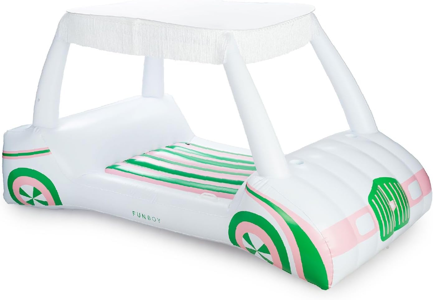 FUNBOY & Malibu Barbie Luxury Inflatable Golf Cart Summer Pool Float - Land or Water Inflatable with Cup Holder