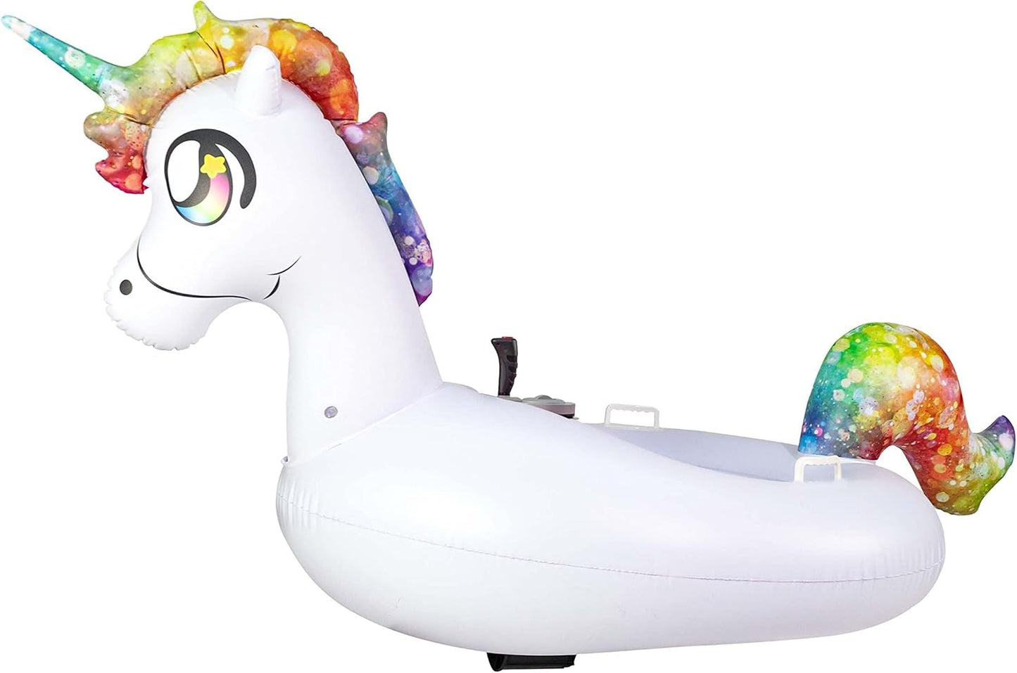 PoolCandy Tube Runner - Swimming Pool Motorized Inflatable Gigantic Animal Ride-ons (White Unicorn Pool Float)