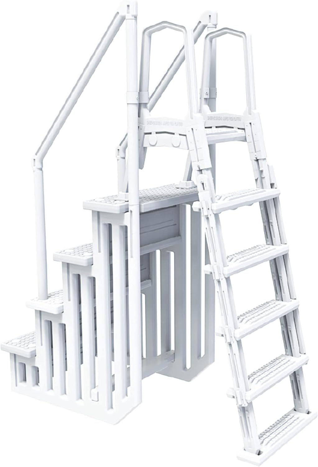 SWIMLINE HYDROTOOLS 5-Step A-Frame Pool Ladder, White & Blue - Fits Above Ground Pools with 48" to 52" Side Walls, With Handrails & Inside Barrier, 275 lb Weight Capacity