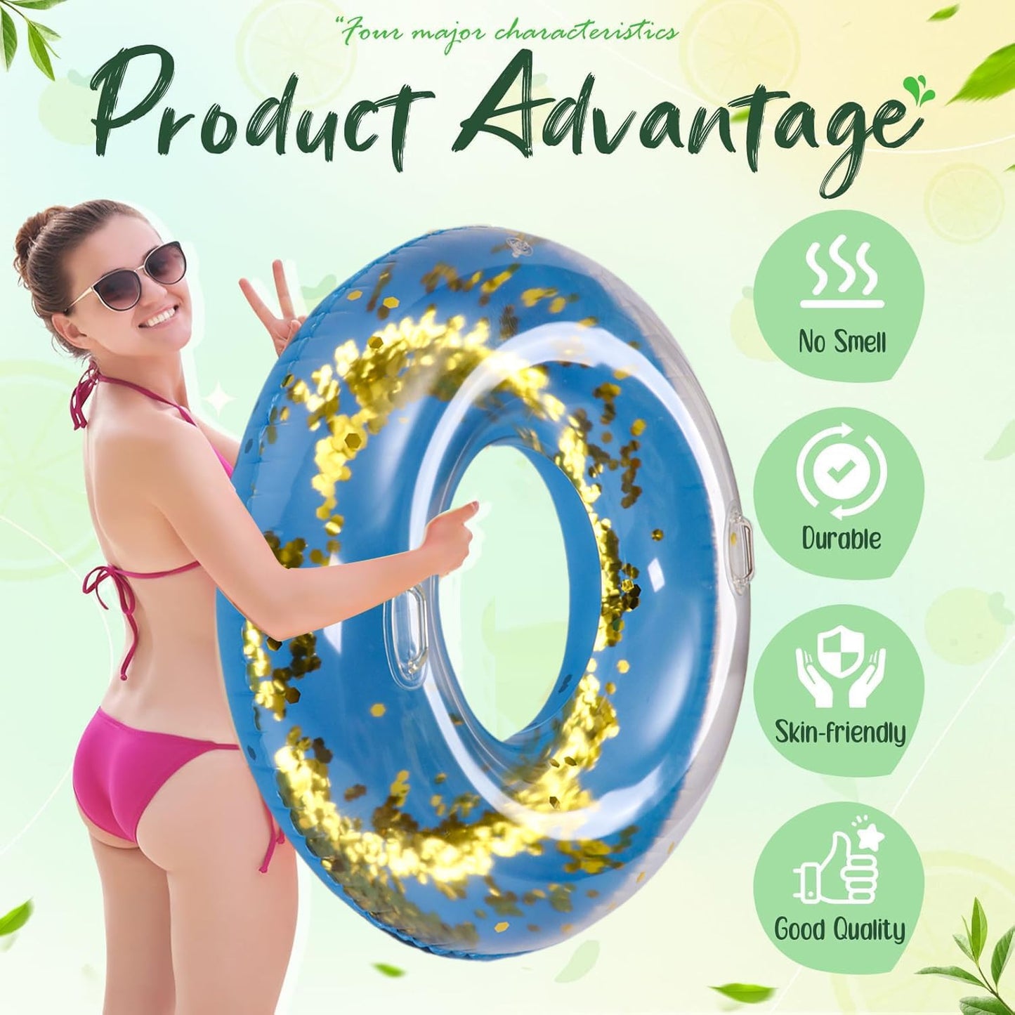 Adult Large Hawaiian Swimming Rings Circle Floaty Hawaiian Inflatable Pool Float Tube,s Water Fun Large Adult Swimming Pool Float for Beach Lake Summer Holiday Beach Party