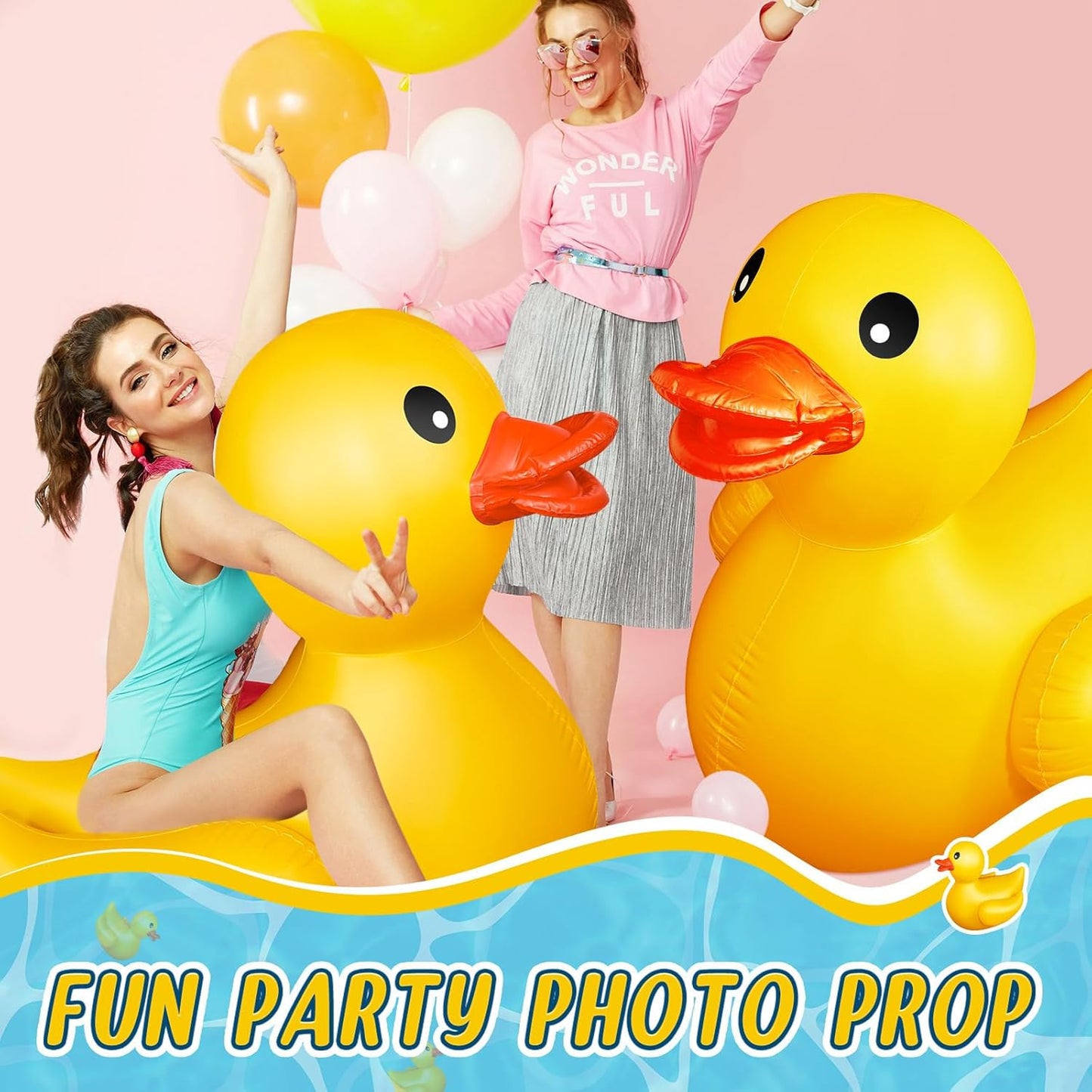 Hungdao 5 Feet Giant Inflatable Duck Huge Rubber Duck Large Blow up Inflatable Pool Float for Adult Summer Beach Swimming Pool Party Decoration