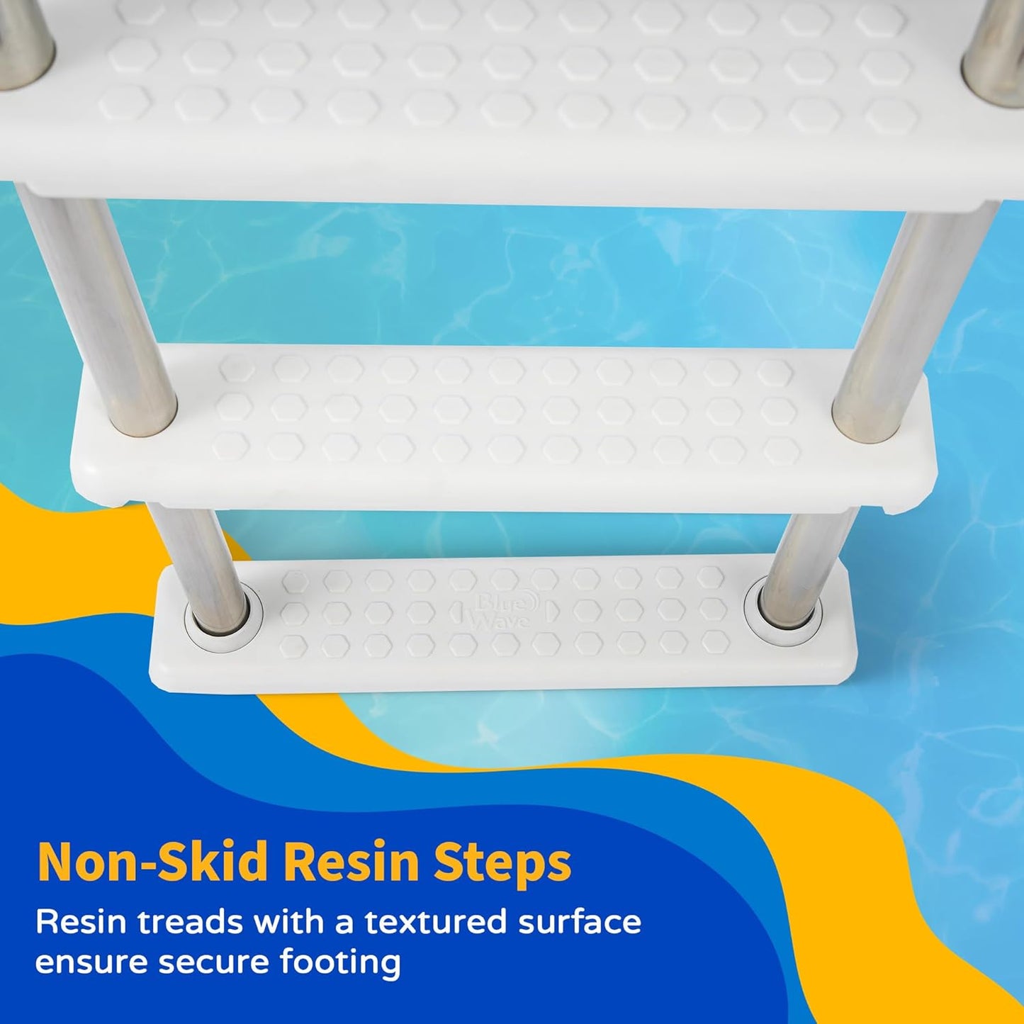Blue Wave NE122SS Stainless Steel In-Pool Ladder,Silver/white