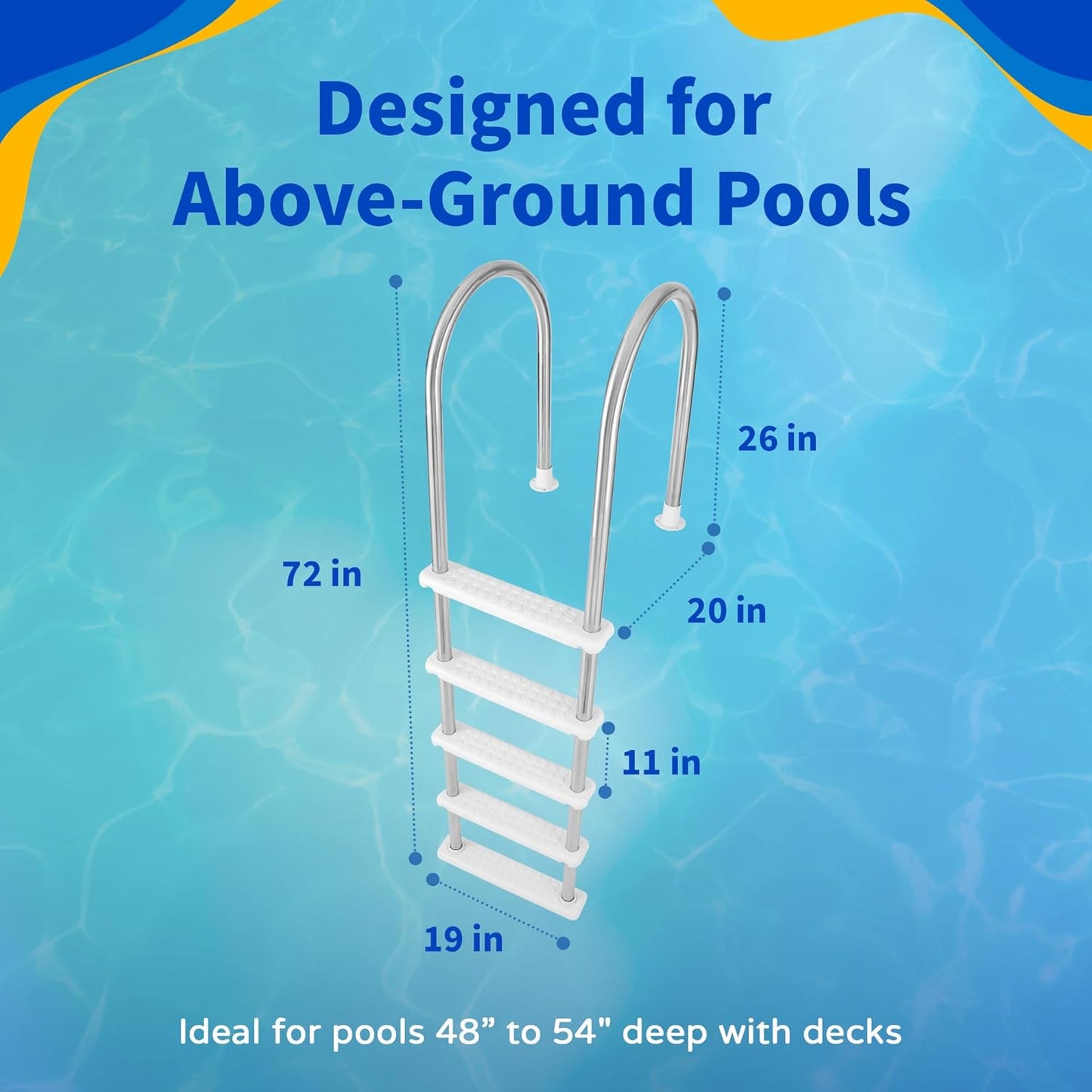 Blue Wave NE122SS Stainless Steel In-Pool Ladder,Silver/white