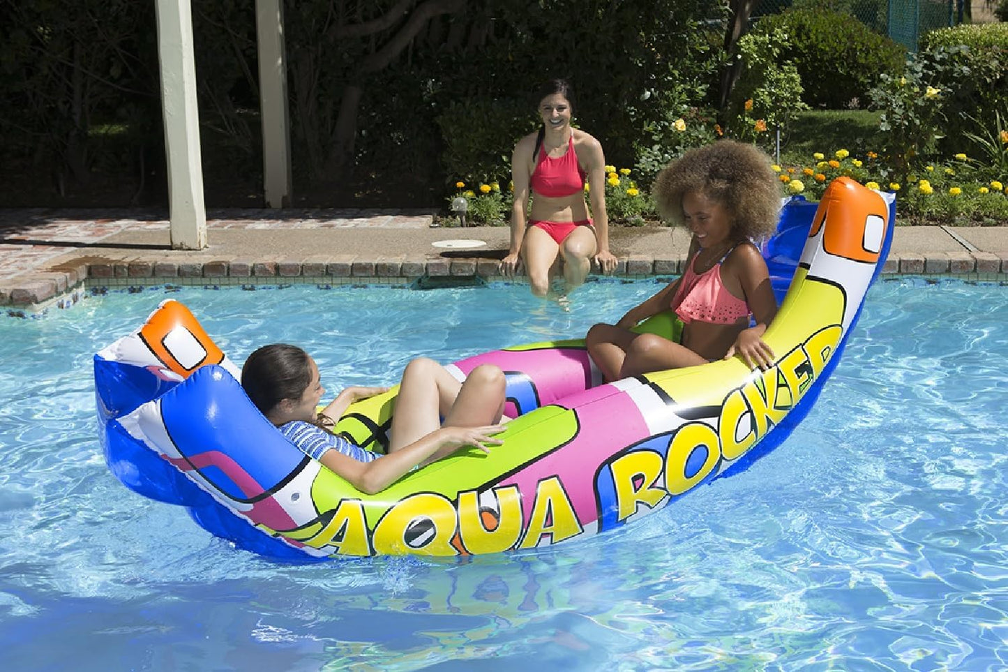 Poolmaster Aqua Rocker Inflatable Swimming Pool Float Ride On, Outdoor Toy For 8 Years Old and Up Boys, Girls, and Adults Pool Blow-Up Floatie and Lounge