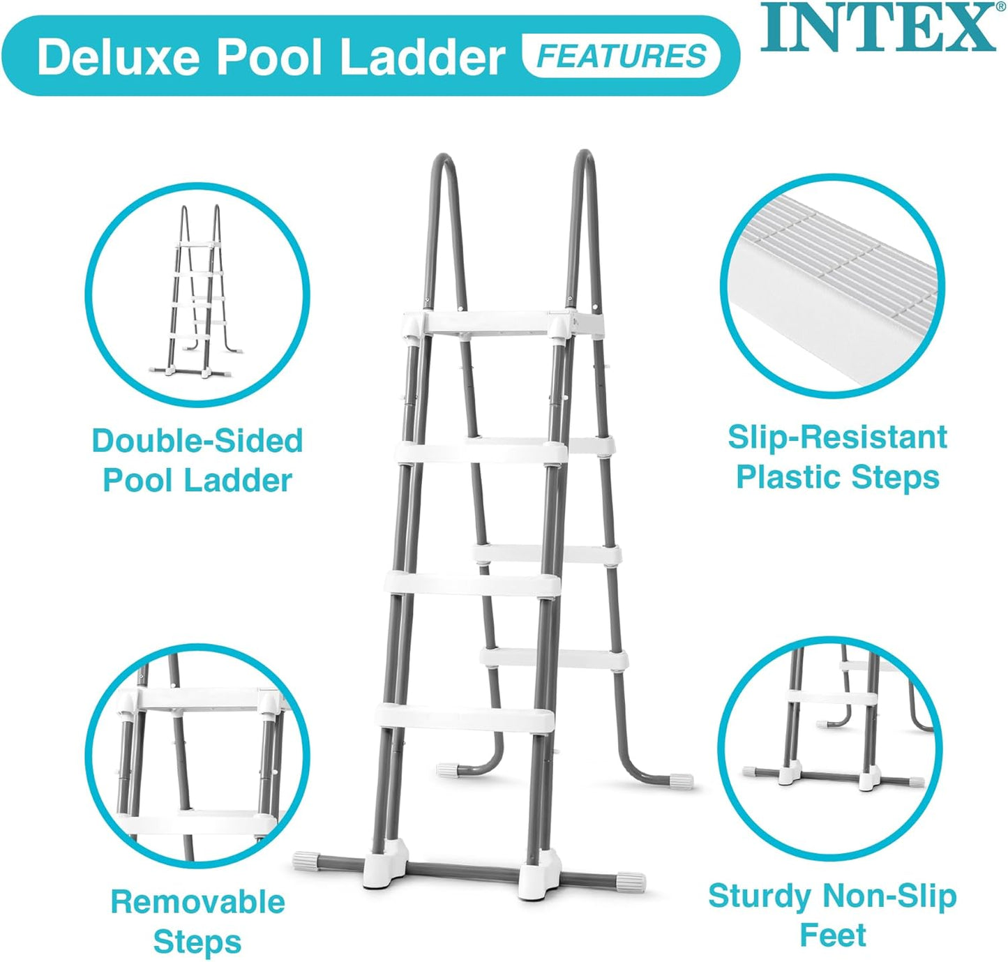 Intex 28076E Deluxe Pool Ladder with Removable Steps for Intex Pools with Wall Height of 48 Inch