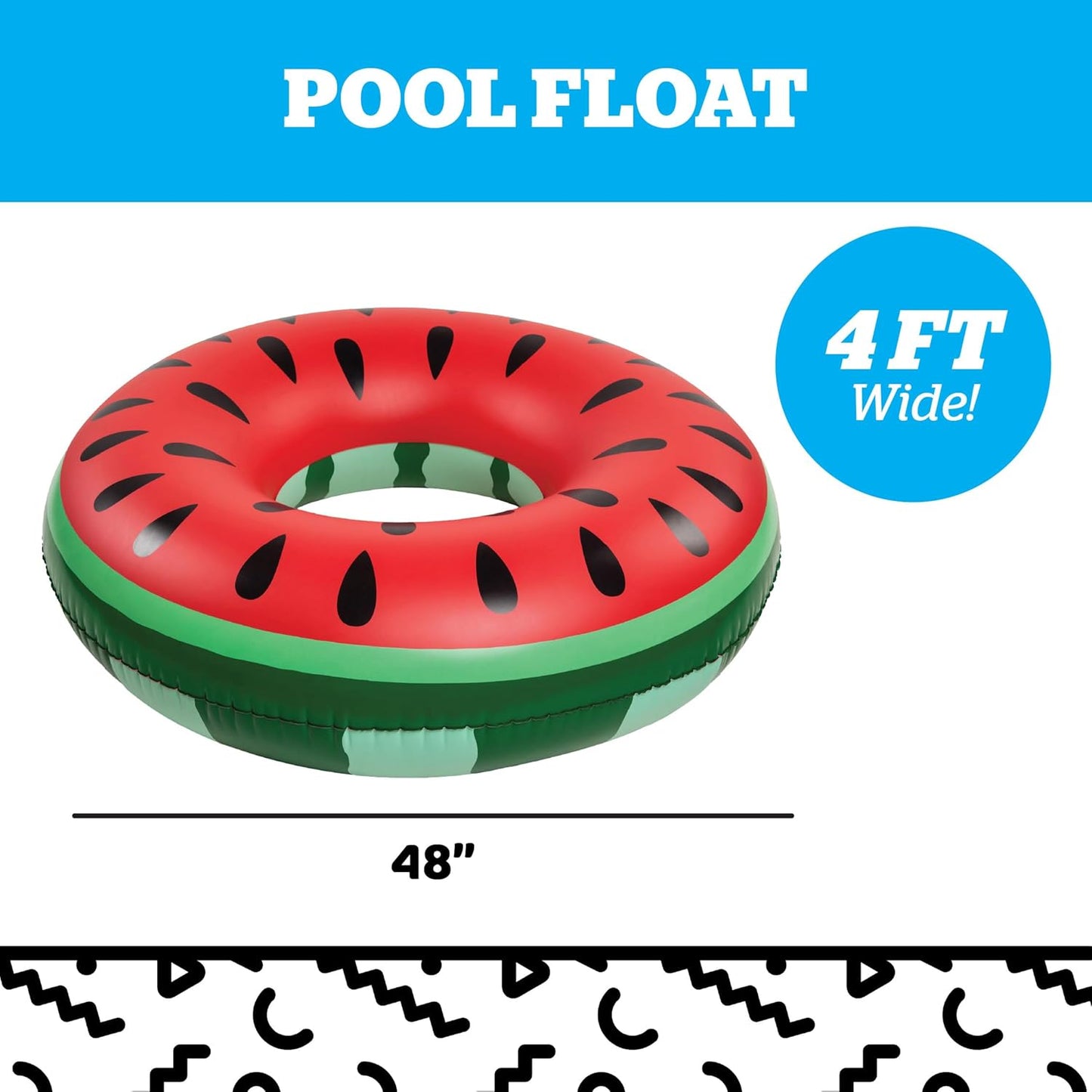 BigMouth Inc. Pool Float, 4' Wide, Inflatable Floatie Tube, Blow Up Swim Ring, Outdoor Summer Pool Party Water Toy