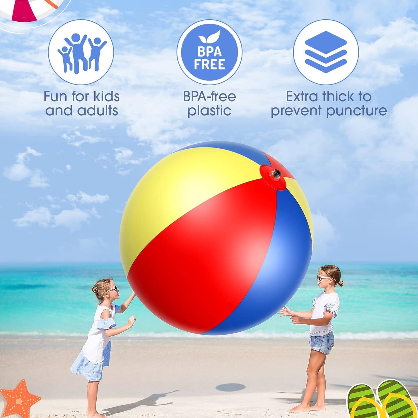 78 Inch Giant Beach Ball Jumbo Inflatable Balls Oversized Adult Beach Toys Plastic Huge Water Balls for Swimming Pool Summer Beach Seaside Water Games Outdoor Indoor Party