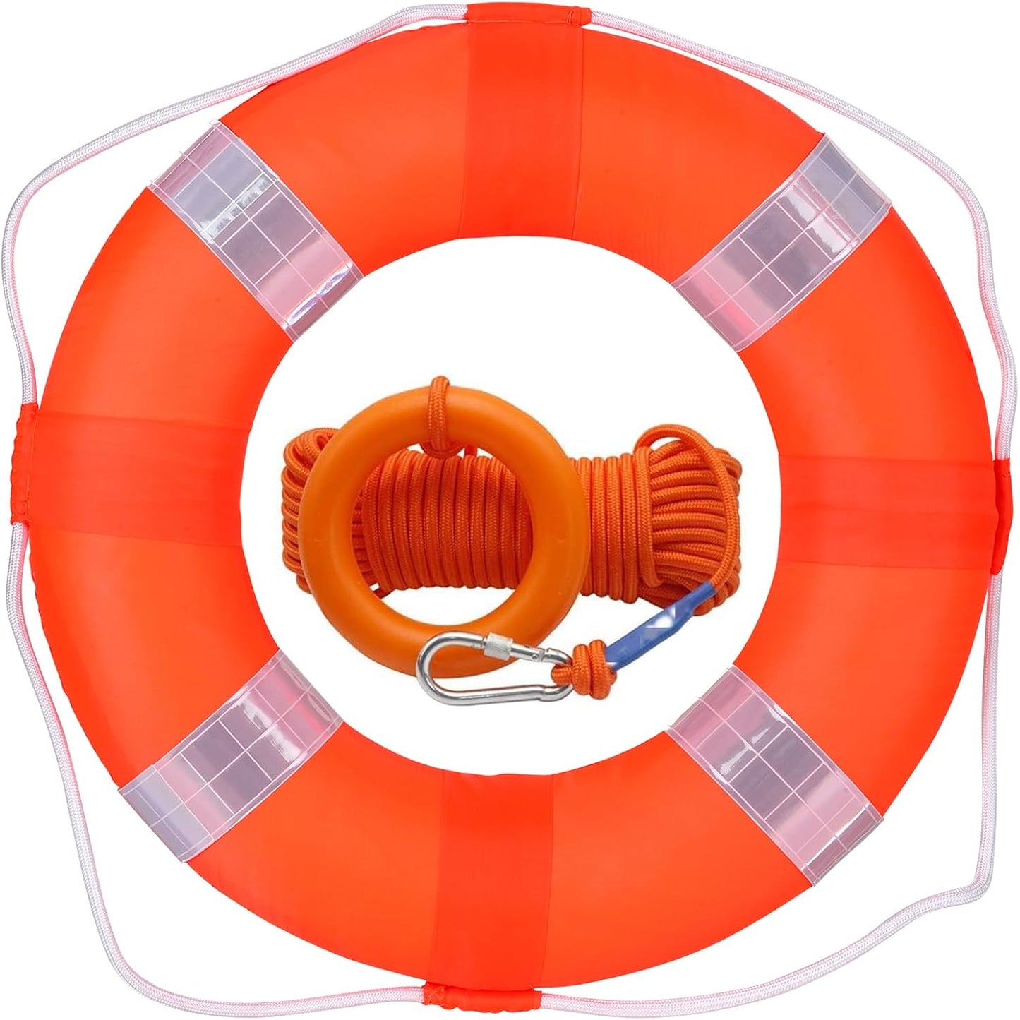 20 Inch / 50cm Pool Safety Life Preserver Throw Ring Buoy- Swim Foam Rings for Swimming Pool Wall Decoration with 98.4FT Water Floating Lifesaving Rope
