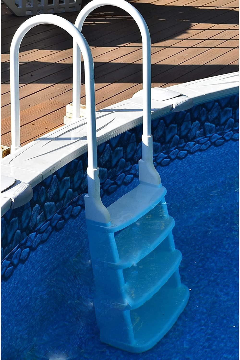 Main Access Easy Incline White Pool Deck Ladder for 48 to 54 Inch Above Ground Pools