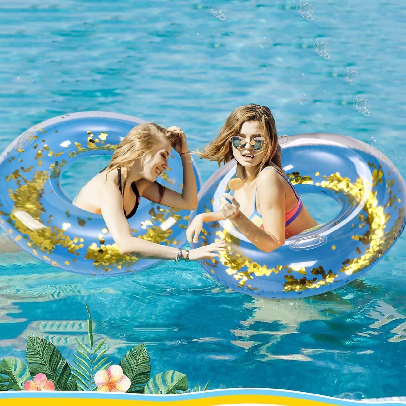 Adult Large Hawaiian Swimming Rings Circle Floaty Hawaiian Inflatable Pool Float Tube,s Water Fun Large Adult Swimming Pool Float for Beach Lake Summer Holiday Beach Party