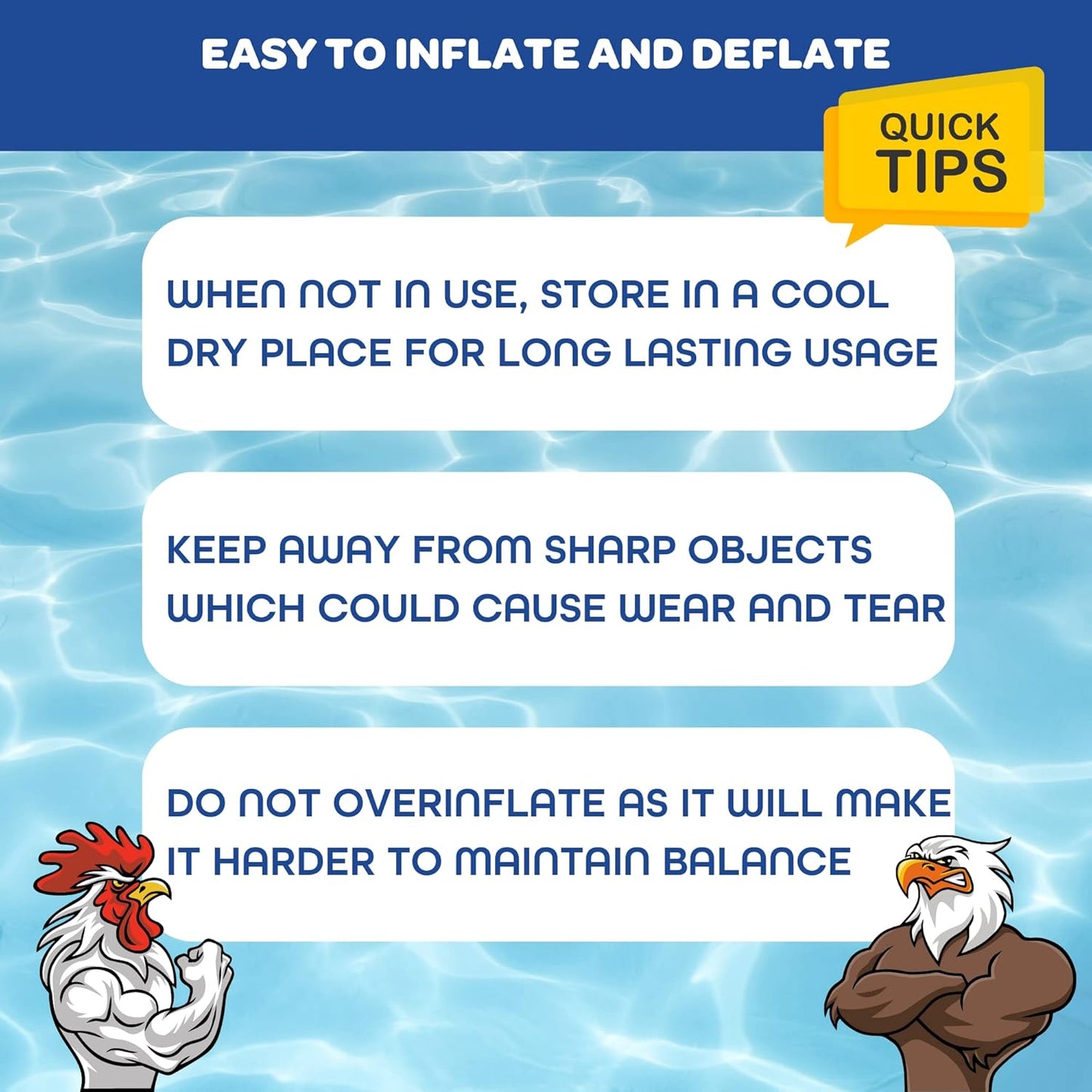 SCS Direct Chicken Fight Inflatable Pool Float Game Set - Includes 2 Giant Battle Ride-Ons - Flip Your Friends to Win- for Outdoor Swimming Party Activities Fun w/Kids Family Adults, Summer Gift
