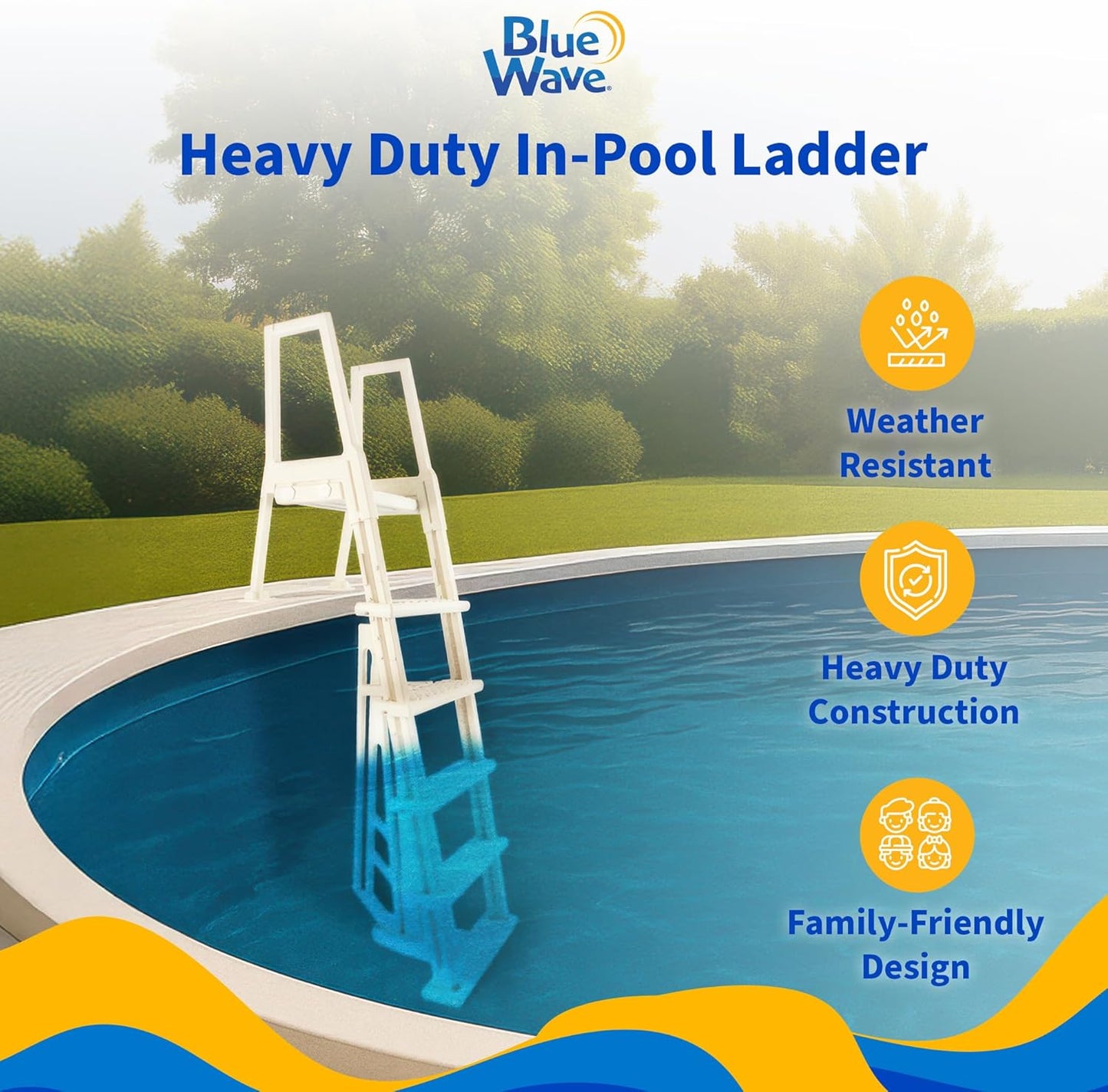 Blue Wave NE1175 Heavy Duty In-Pool Ladder - White