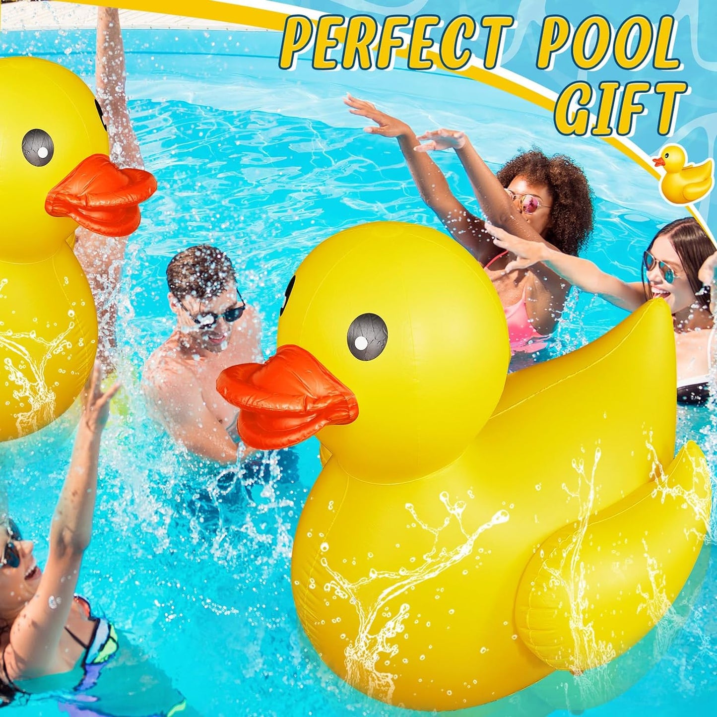 Hungdao 5 Feet Giant Inflatable Duck Huge Rubber Duck Large Blow up Inflatable Pool Float for Adult Summer Beach Swimming Pool Party Decoration