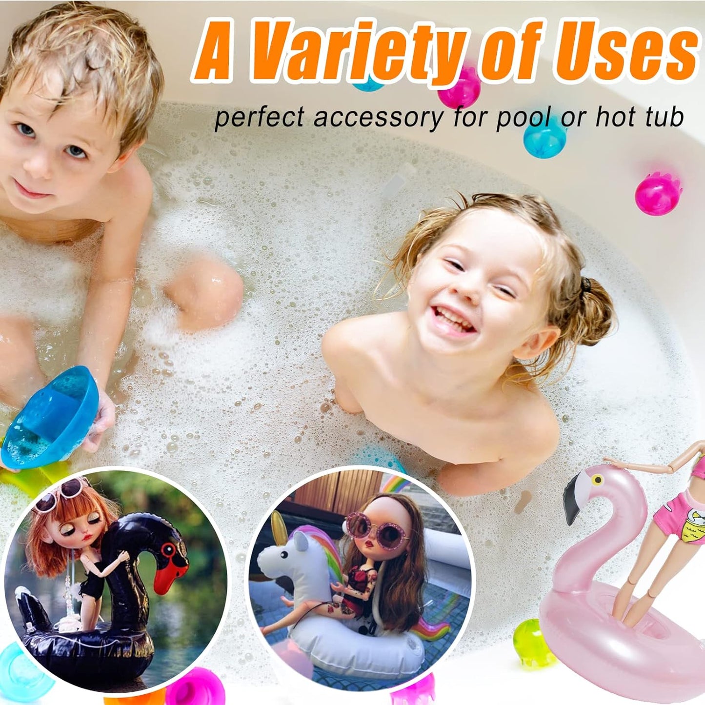 LanMa 120 Pcs Inflatable Drink Holders Bulk Pool Drink Floats Cup Holder with Pump for Swimming Pool Party