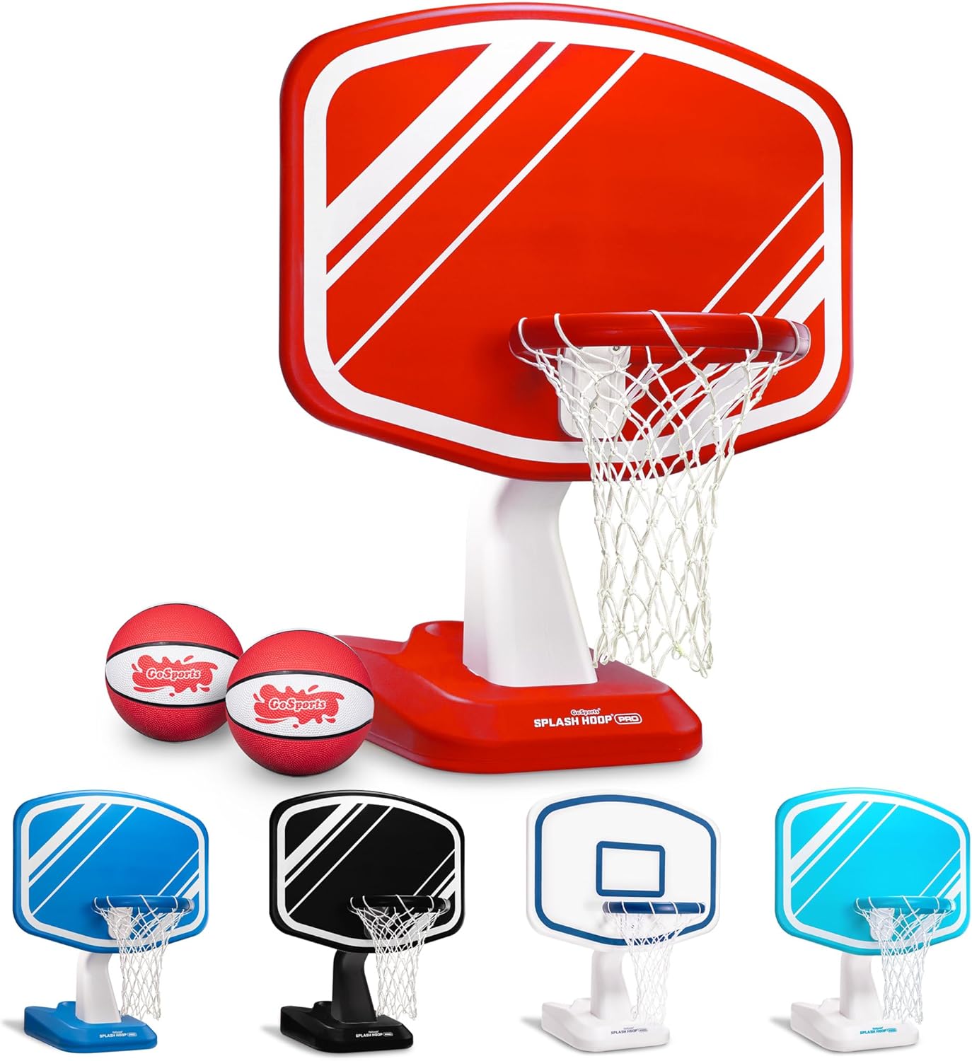 GoSports Splash Hoop PRO Swimming Pool Basketball Game - Includes Poolside Water Basketball Hoop, 2 Balls and Pump - Blue