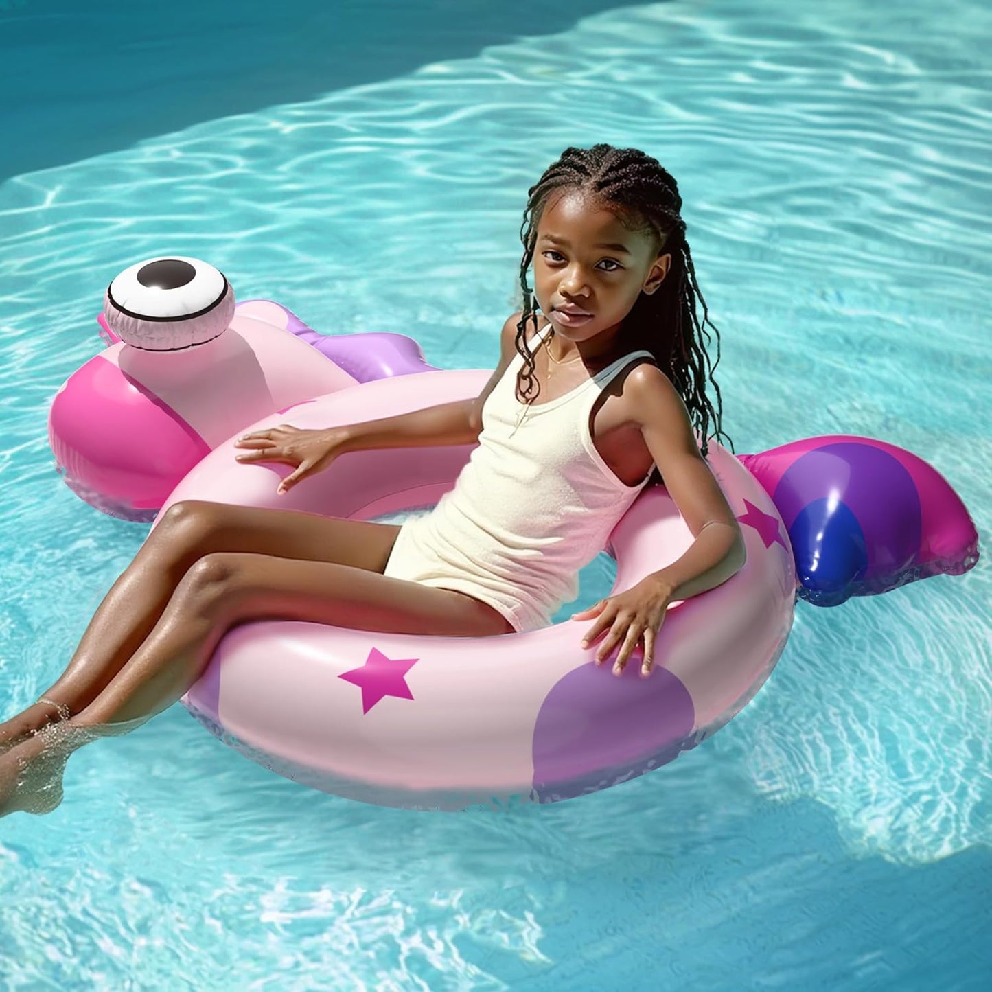 Pool Wave Kids Swim Rings Pool Floats, Toddler Inflatable Animal Swimming Tube Floaties, Summer Outdoor Water Floating Toy, Family Party Gift 3 4 5 6 7 8 9 Year Old Boy Girl Children Teen - 3 Pack
