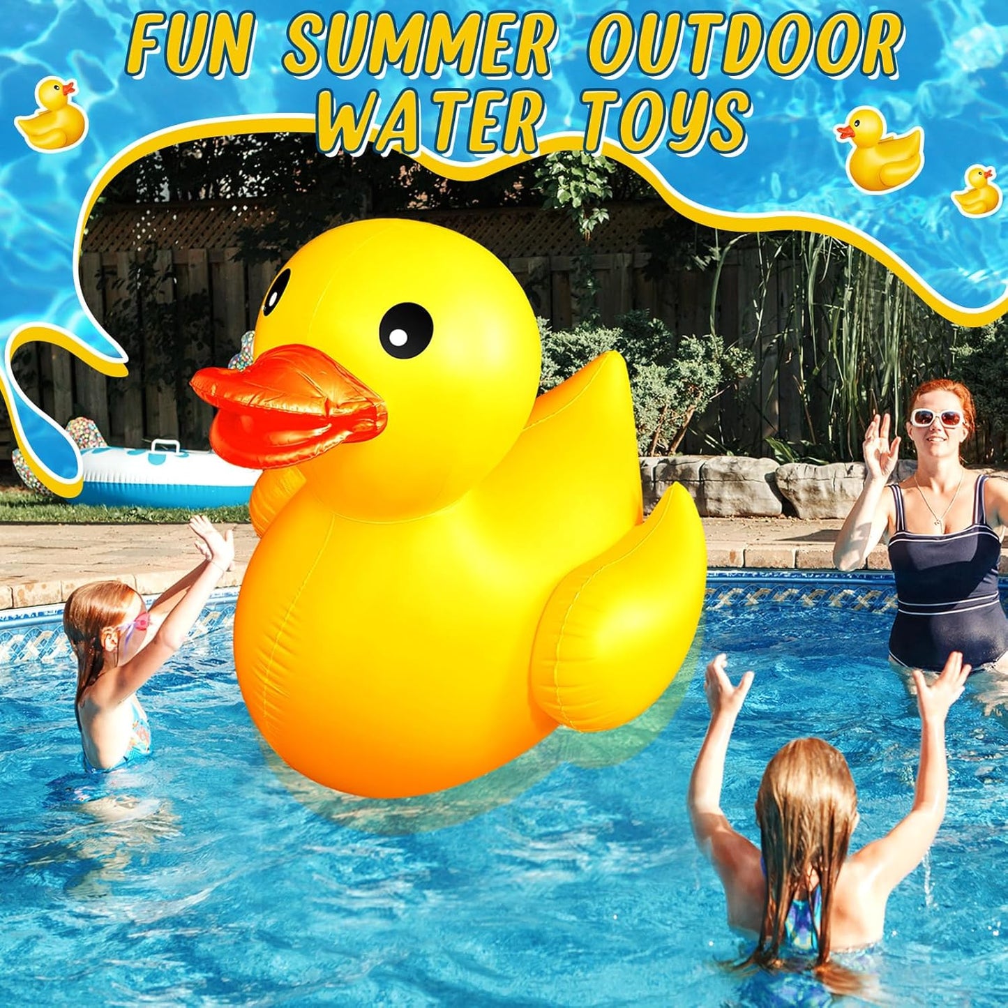 Hungdao 5 Feet Giant Inflatable Duck Huge Rubber Duck Large Blow up Inflatable Pool Float for Adult Summer Beach Swimming Pool Party Decoration
