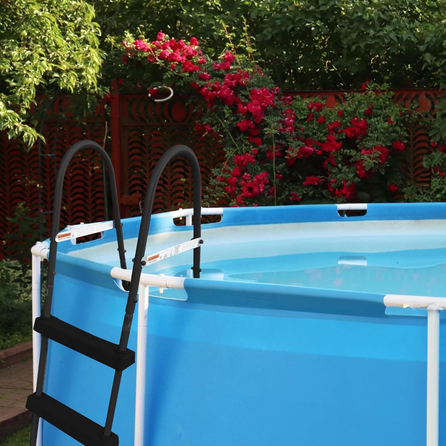 Funsicle SureStep 3 Step Lightweight Steel Outdoor Above Ground Swimming Pool Ladder with Non Slip Feet for Outdoor Use, Black