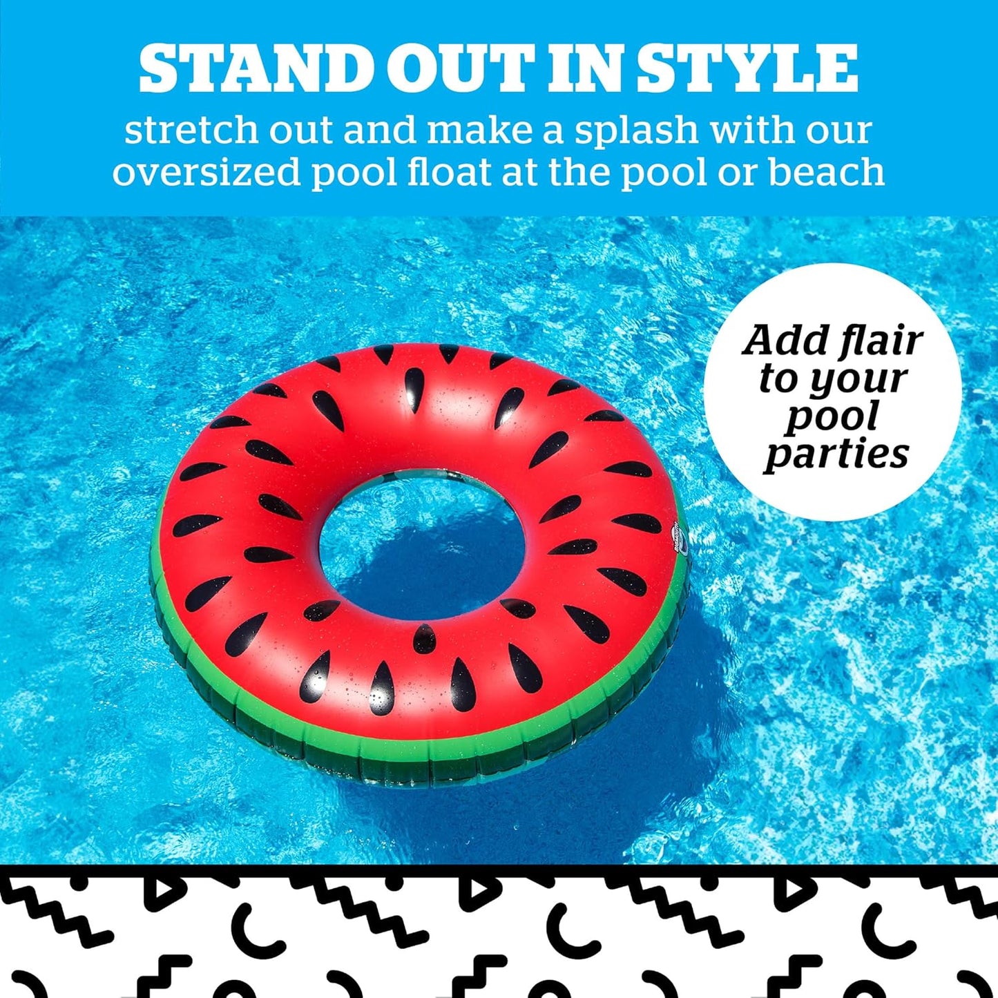 BigMouth Inc. Pool Float, 4' Wide, Inflatable Floatie Tube, Blow Up Swim Ring, Outdoor Summer Pool Party Water Toy