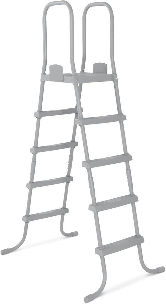 Bestway Flowclear 52 Inch Versatile Metal A Frame Above Ground Swimming Pool Ladder with Heavy Duty Plastic Double Sided Steps