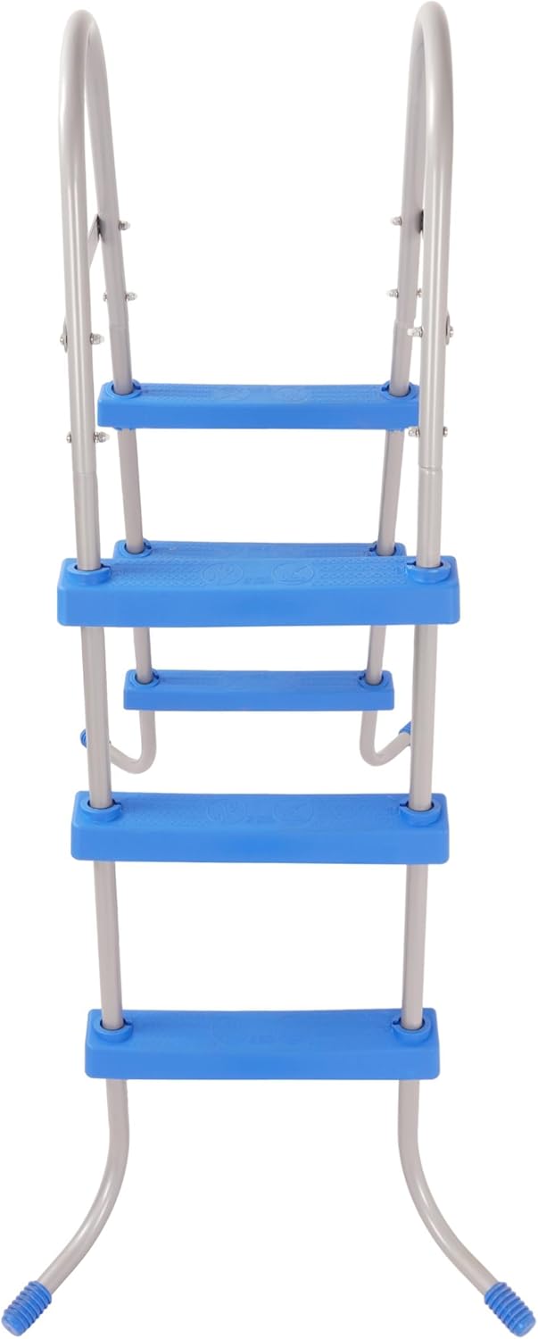 KUAFU 36 Inch Swimming Pool Ladder Above Ground W/ 3 Plastic Removable Steps Non-Slip Heavy Duty Steel Blue