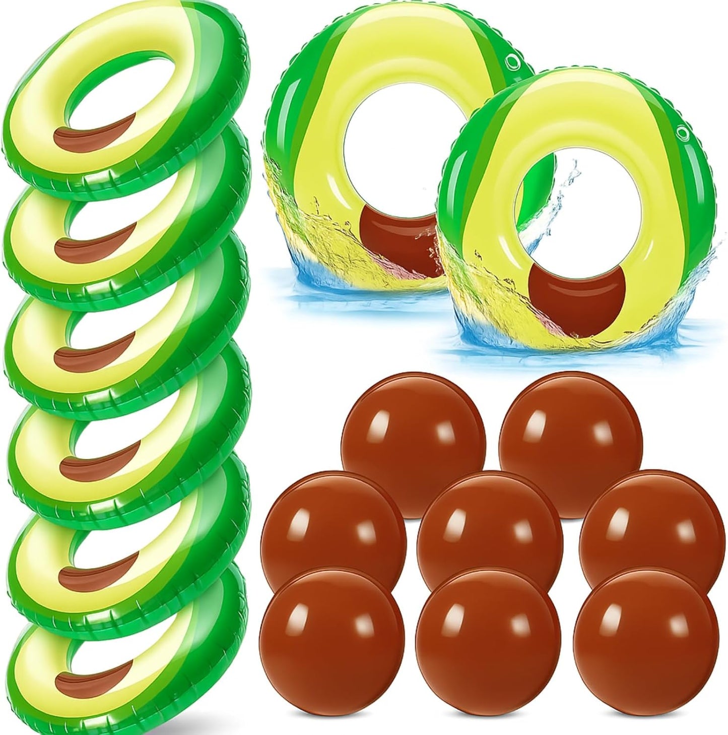 Lewtemi 8 Pcs Fruit Pool Floats Watermelon Swimming Rings Watermelon Beach Balls Inflatable Pool Floaties Inflatable Tubes Floaties Toys Hawaiian Beach Summer Tropical Party for Adult