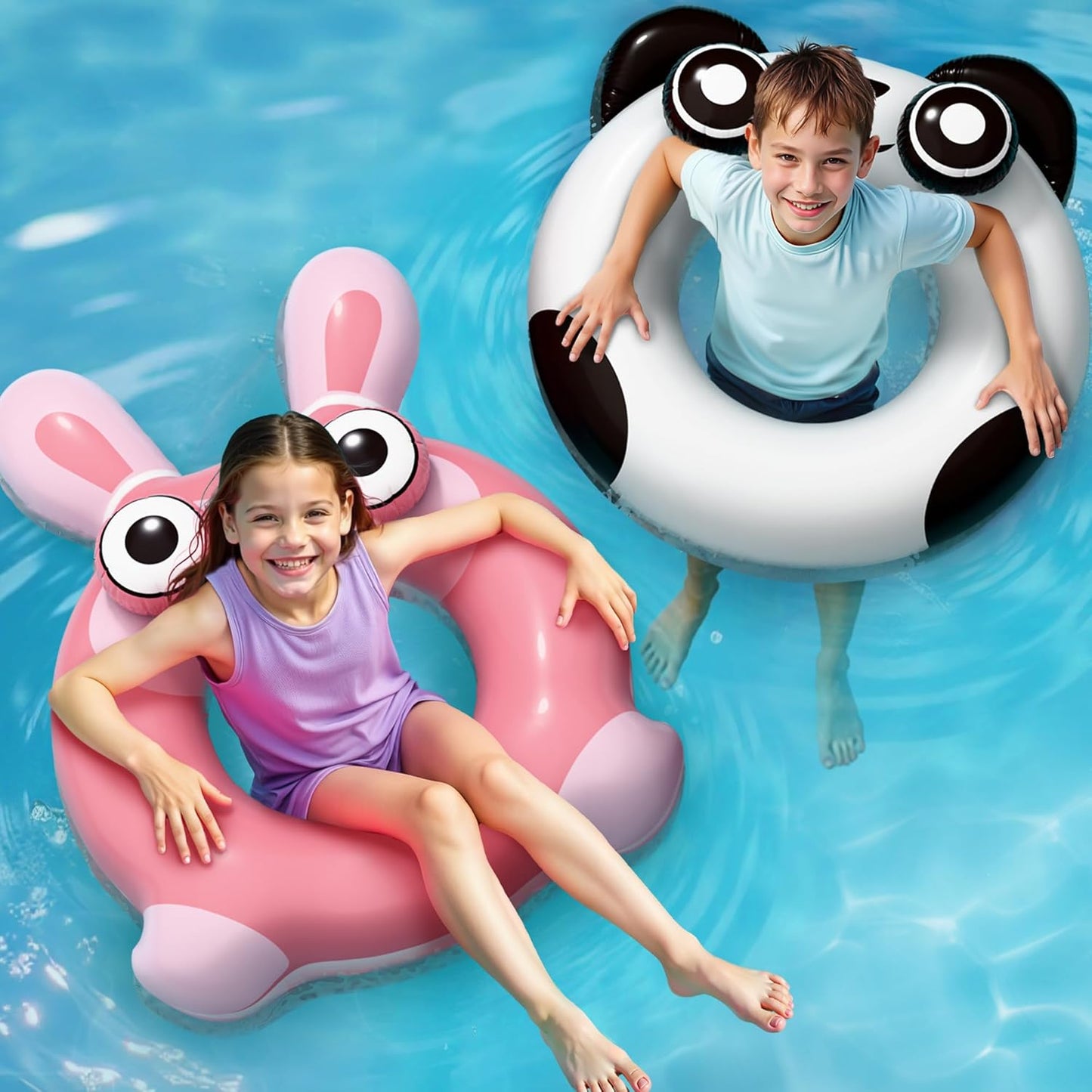 Pool Wave Kids Swim Rings Pool Floats, Toddler Inflatable Animal Swimming Tube Floaties, Summer Outdoor Water Floating Toy, Family Party Gift 3 4 5 6 7 8 9 Year Old Boy Girl Children Teen - 3 Pack
