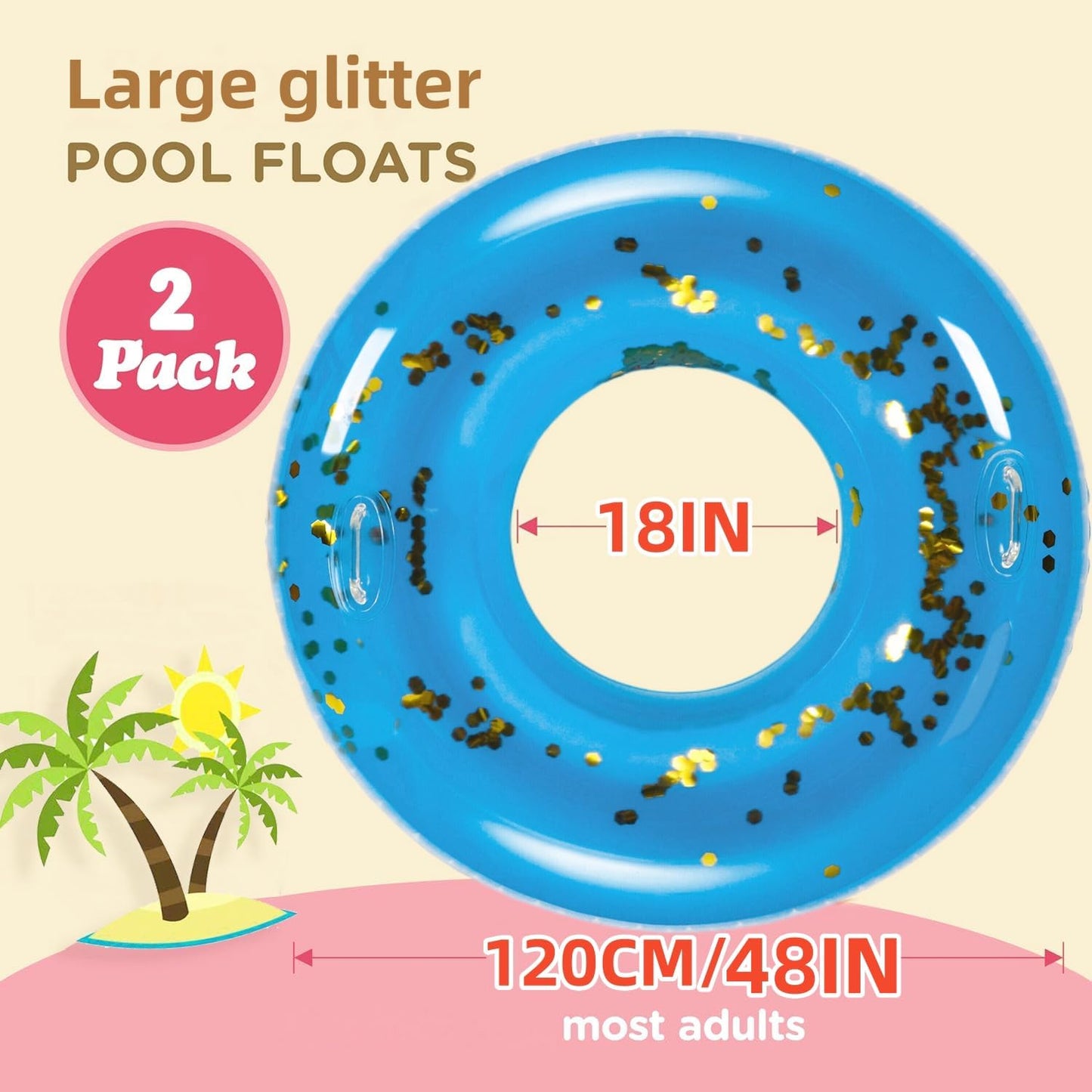 Adult Large Hawaiian Swimming Rings Circle Floaty Hawaiian Inflatable Pool Float Tube,s Water Fun Large Adult Swimming Pool Float for Beach Lake Summer Holiday Beach Party