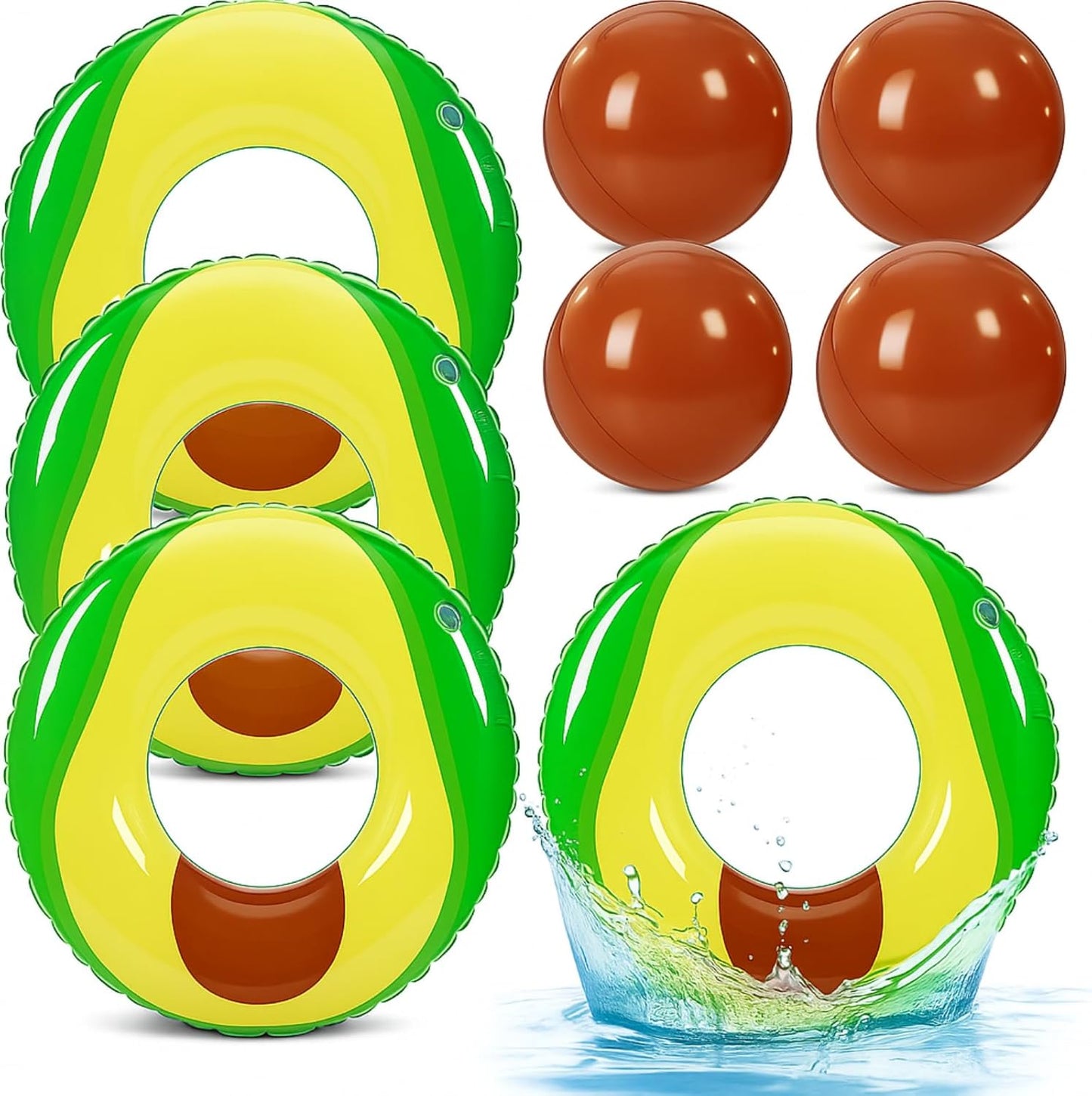 Lewtemi 8 Pcs Fruit Pool Floats Watermelon Swimming Rings Watermelon Beach Balls Inflatable Pool Floaties Inflatable Tubes Floaties Toys Hawaiian Beach Summer Tropical Party for Adult