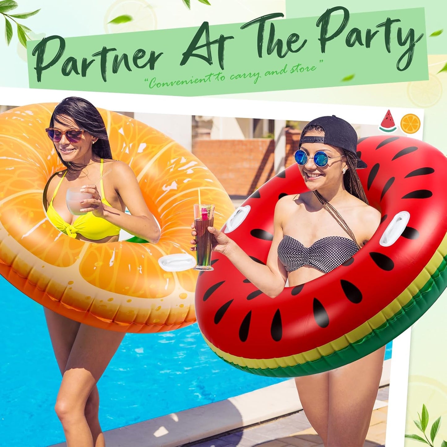 2 Pcs Large Adult Size Pool Ring Floats Swim Ring with Handles 47. 24 Inch Inflatable Swimming Pool Floats Tubes for Adults Teens Beach Summer Lounger Party
