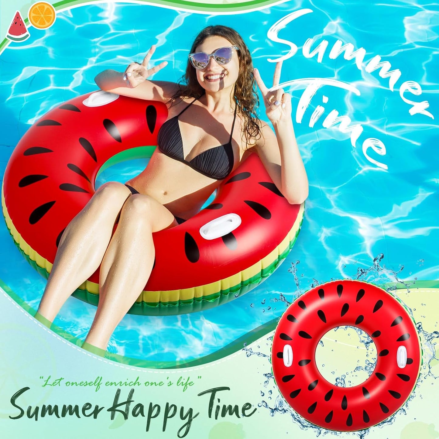 2 Pcs Large Adult Size Pool Ring Floats Swim Ring with Handles 47. 24 Inch Inflatable Swimming Pool Floats Tubes for Adults Teens Beach Summer Lounger Party
